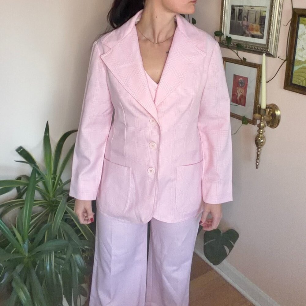 Vintage 3 Piece Pink Plaid Suit from Three Flaggs
